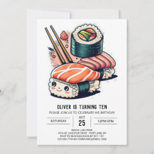 Invitation Nuit de sushi personnalisée Anniversaire