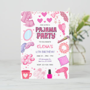 Invitation Nuit Des Filles En Pajama De Bois Fête Anniversair