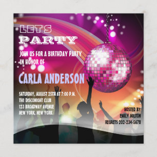 Invitation Nuit Disco Glam Anniversaire/Bachelorette