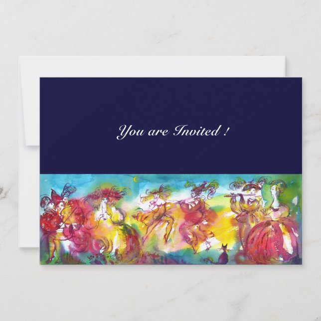 Invitation NUIT DU CARNAVAL, Masque Mardi Gras, Danse, Musiqu (Devant)