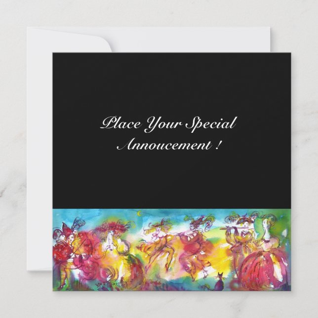 Invitation NUIT DU CARNAVAL, Masque Mardi Gras, Danse, Musiqu (Devant)