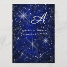 Nuit étoile Silver Monogramme Elégant Bleu