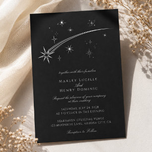 Invitation Nuit étoilée Mariage céleste noir et blanc