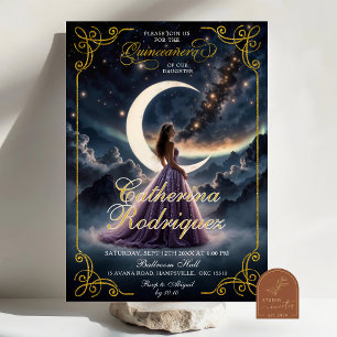 Invitation Nuit étoilée violet Quinceañera