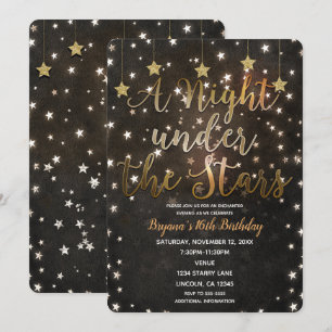Invitation Nuit Noir et Or sous les Étoiles 16 ans Douce Seiz
