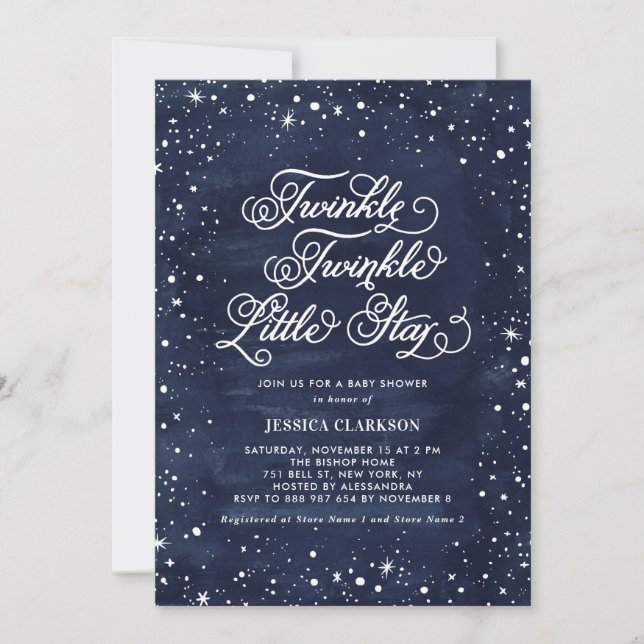 Invitation Nuit Sky Twinkle Twinkle Little Star Baby shower (Devant)