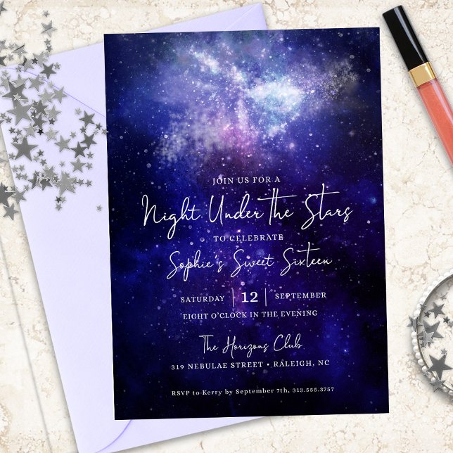 Invitation Nuit sous les étoiles Galaxy Sweet 16 (Créateur téléchargé)