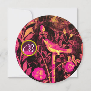 Invitation NUIT SUR MONOGRAM ROSE, Fuchsia Rose Noir