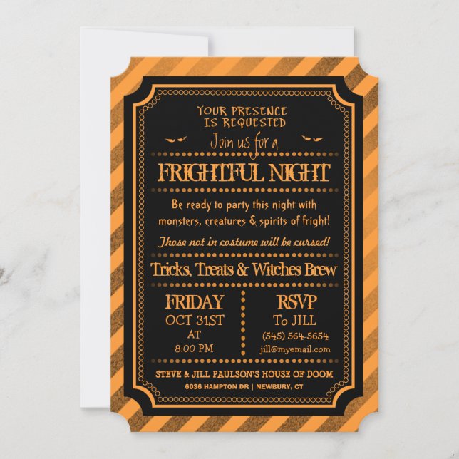 Invitation Nuit terrible éffrayante orange et noire de (Devant)