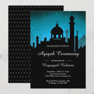 Invitation Nuit turquoise Sky Arabian Nights Aqiqah