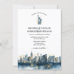 Invitation Nuit Ville Destination Mariage Aquarelle