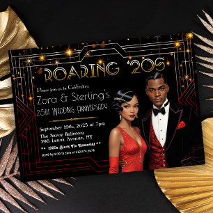 Invitation Nuits de Harlem Mariage Anniversaire Afro-Américai