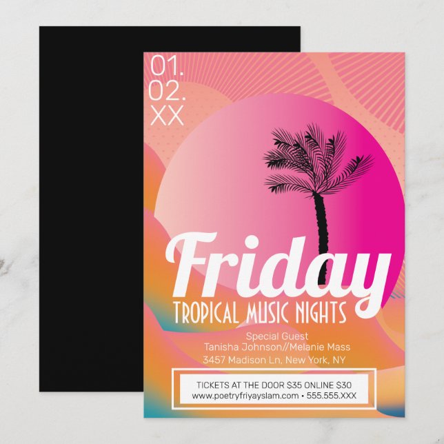 Invitation Nuits de musique tropicale Club promotionnel Circu (Devant / Derrière)