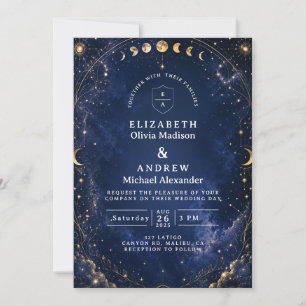 Invitation Nuits étoilées fantaisistes Mariage céleste