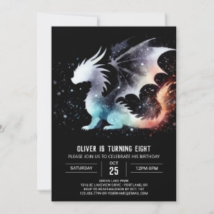 Invitation numérique d'anniversaire avec dragon de