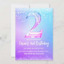Numéro de glace blanc paillettes Fille 2e Annivers