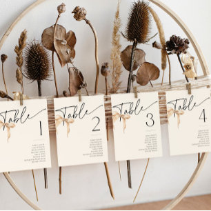 Invitation Numéro de la table de Fête des mariées du noeud de