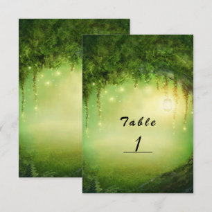 Invitation Numéro de la table Mariage Forêt et Lumières encha