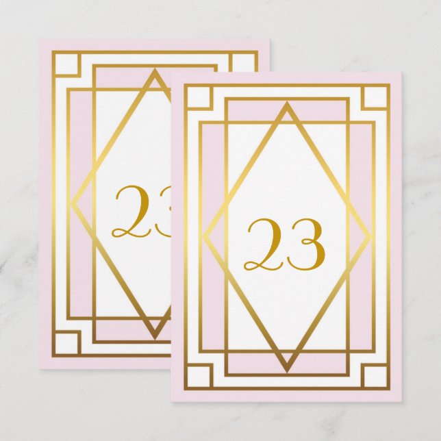 Invitation Numéro de table,Gatsby le Grand,elegant,chic,blanc (Devant / Derrière)