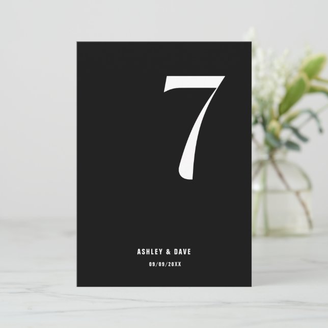 Invitation Numéro de tableau 7 Mariage noir en gras Numéro de (Debout devant)