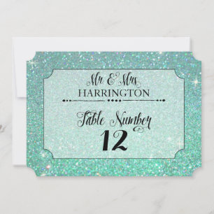 Invitation Numéro de tableau Aqua Parties scintillant M. & Mm
