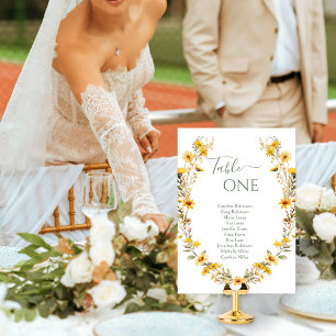 Invitation Numéro de tableau du Mariage de Fleur sauvage jaun