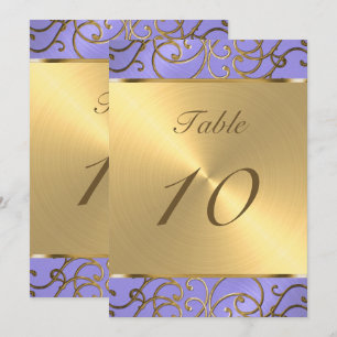 Invitation Numéro de tableau Élégante Lavande Purple Gold Fil