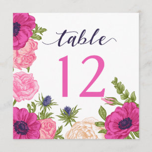 Invitation Numéro de tableau floral // Mariage, Fête de l'mar