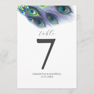 Invitation Numéro de tableau imprimable Aquarelle Peacock Fea