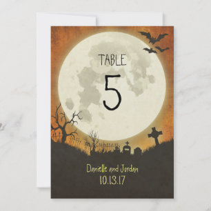 Invitation Numéro de tableau pour un mariage Halloween en ora