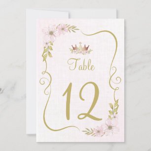 Invitation Numéro de tableau princesse rose