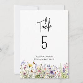 Invitation Numéros de tableau Fleur sauvage lumineux