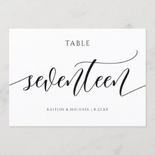 Invitation Numéros de tableau Mariage moderne Calligraphie - 