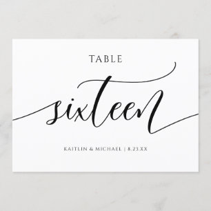 Invitation Numéros de tableau Mariage moderne Calligraphie - 