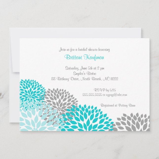 Invitation nuptiale de baby shower de turquoise et (Devant)