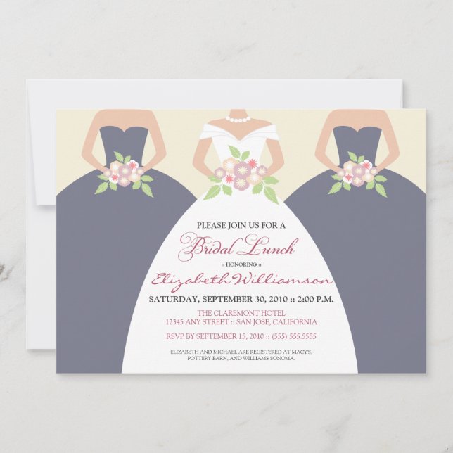 Invitation nuptiale de brunch de jeune mariée et (Devant)