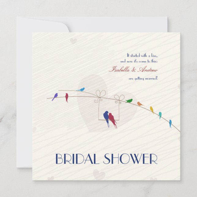 Invitation nuptiale de douche d'amour heureux (Devant)