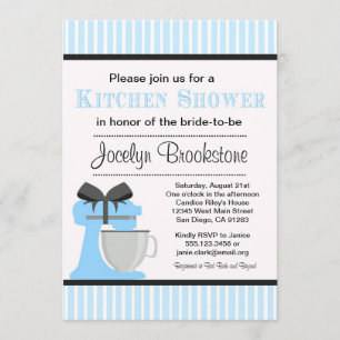 Invitation nuptiale de douche de cuisine bleue