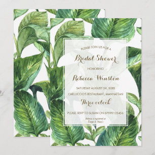 invitation nuptiale de douche de feuille tropical