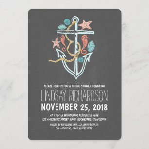 Invitation nuptiale de douche de plage nautique de