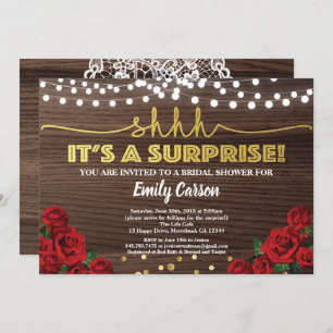 Invitation nuptiale de douche de surprise de rose