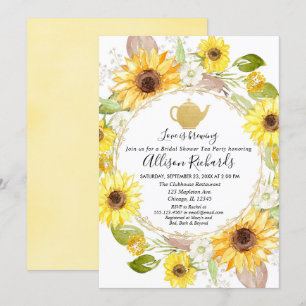 Invitation nuptiale de douche de thé de tournesols