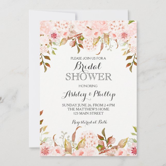 invitation nuptiale de douche d'hortensia (Devant)