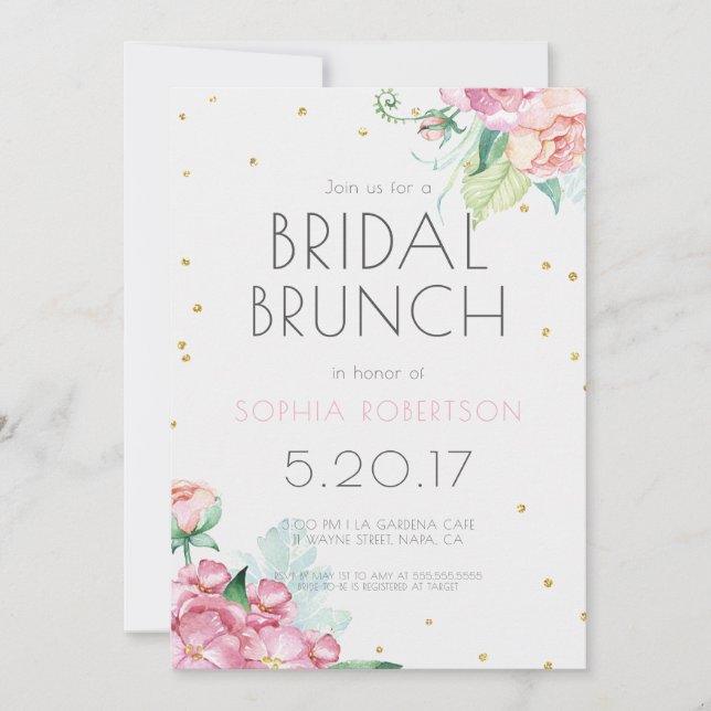 Invitation nuptiale de partie de brunch (Devant)