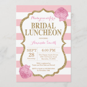 Invitation nuptiale de rose et de déjeuner de