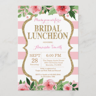 Invitation nuptiale de rose et de déjeuner de