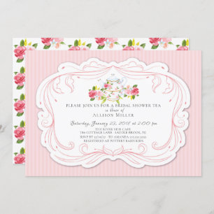 Invitation nuptiale de thé de rose de cru