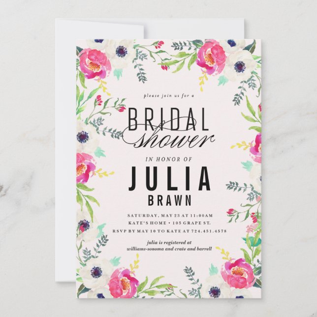 Invitation nuptiale FLORALE DE BOHÈME de douche (Devant)