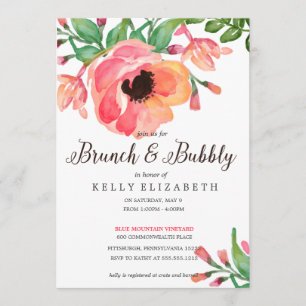 Invitation nuptiale FLORALE de douche d'AQUARELLE