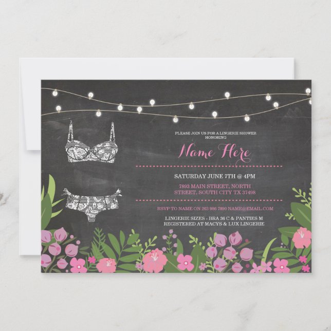 Invitation nuptiale rose de lingerie Douche (Devant)